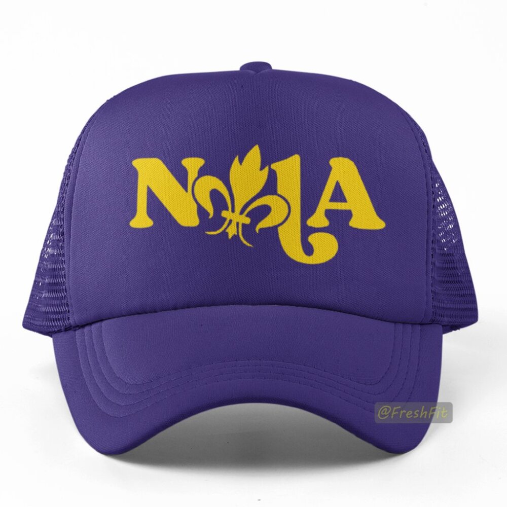 🆕NOLA Purple Foam Trucker Hat Mesh Snapback Cap